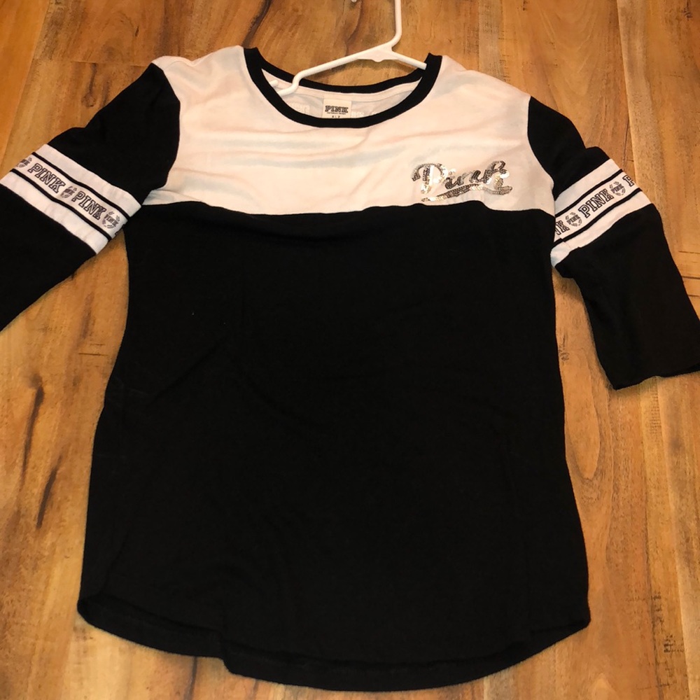 Girls,PINK black and white long sleeve with sequin
